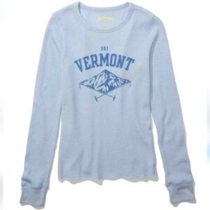 AE NWT Long Sleeve Thermal Shirt Light Blue Ski Vermont Top Small